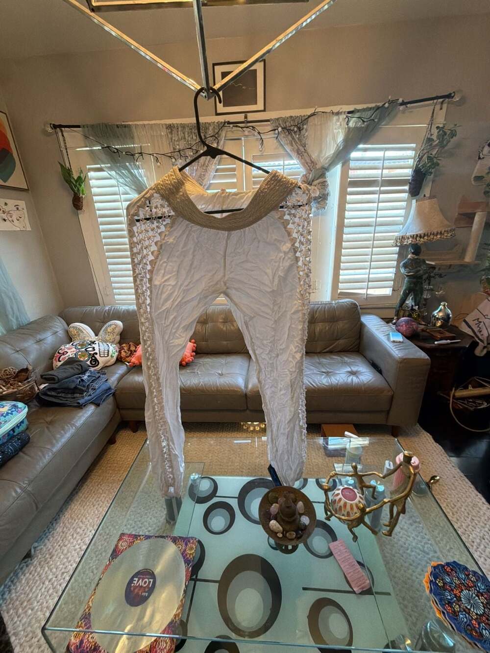 Boutique Pants Size M White Lace Side-Up Casual Leggings